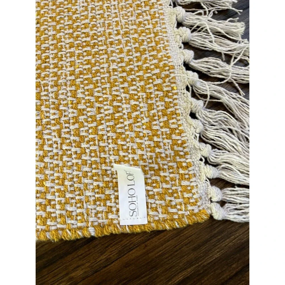 yellow cream white table runner decor  16 by 80-Inch Table Runner boho chic 1714